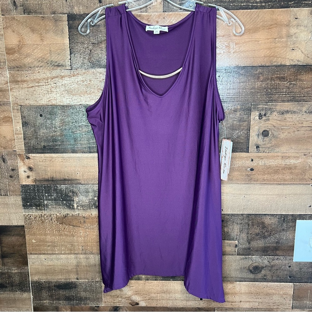 NWT Indigo Rose Women's Blouse Size 2x Purple Sleeveless V Neck Keyhole